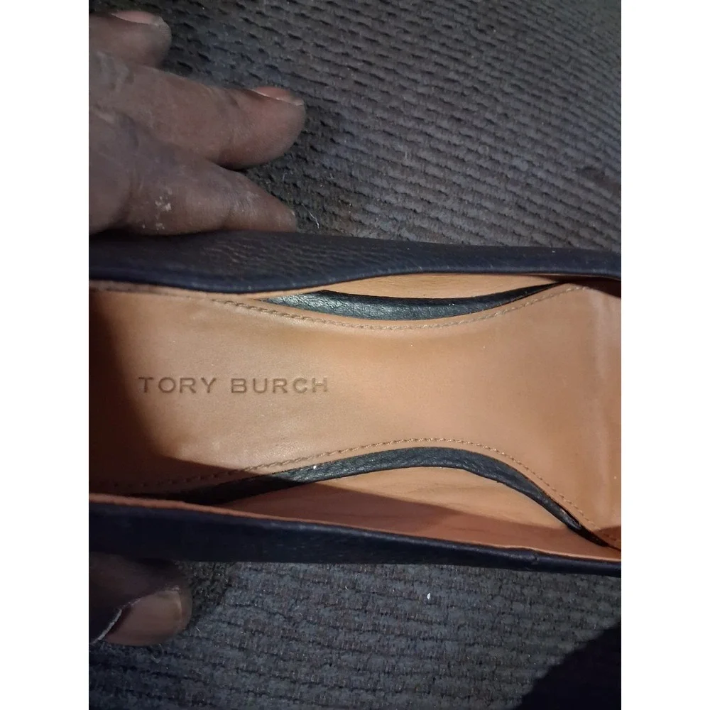 Tory Burch Women's‎ Chelsea Ballet Flats Leather Size 7.5 Black Copper